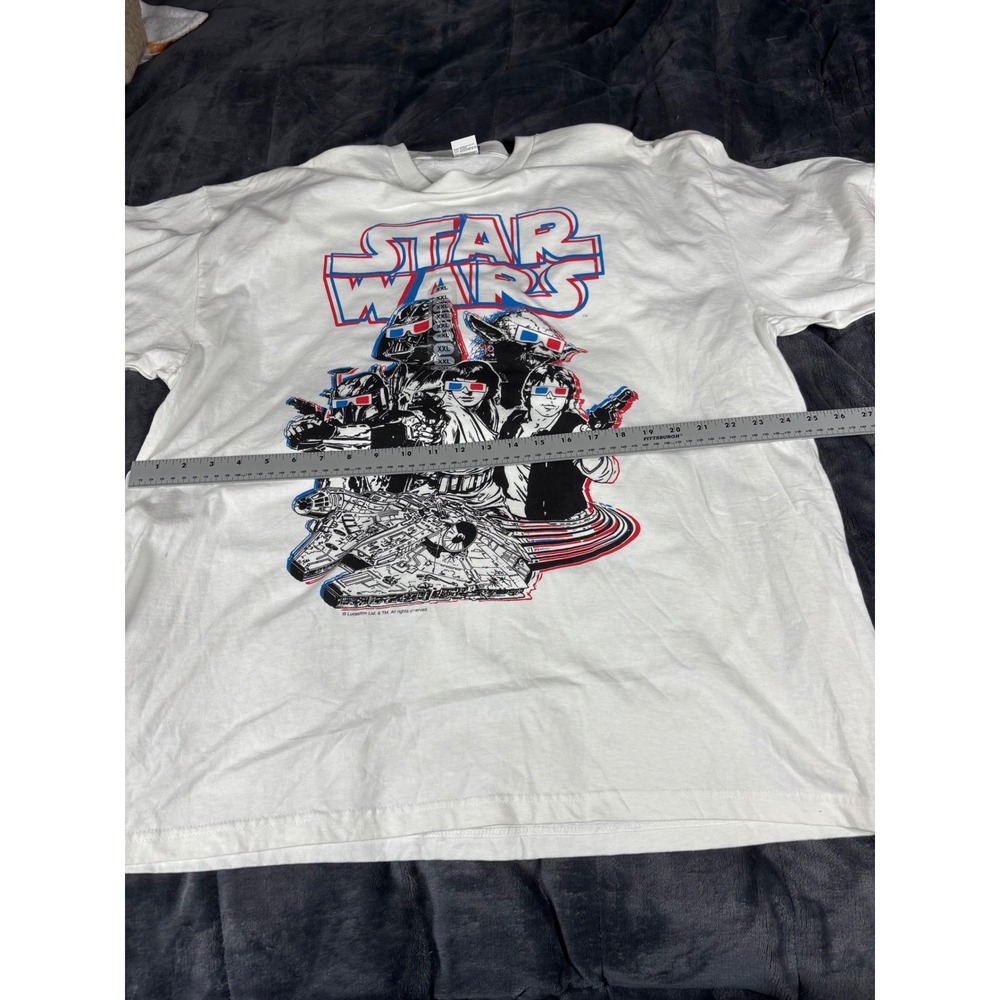 Star Wars XXL White Graphic T Shirt 3D Effect Characters Millennium Falcon - Picture 9 of 12